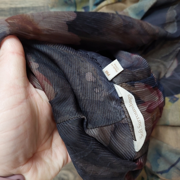 Soft Surroundings PM Bird Print‎ Topper Cardigan Duster Jacket Asymmetraical - Picture 5 of 7